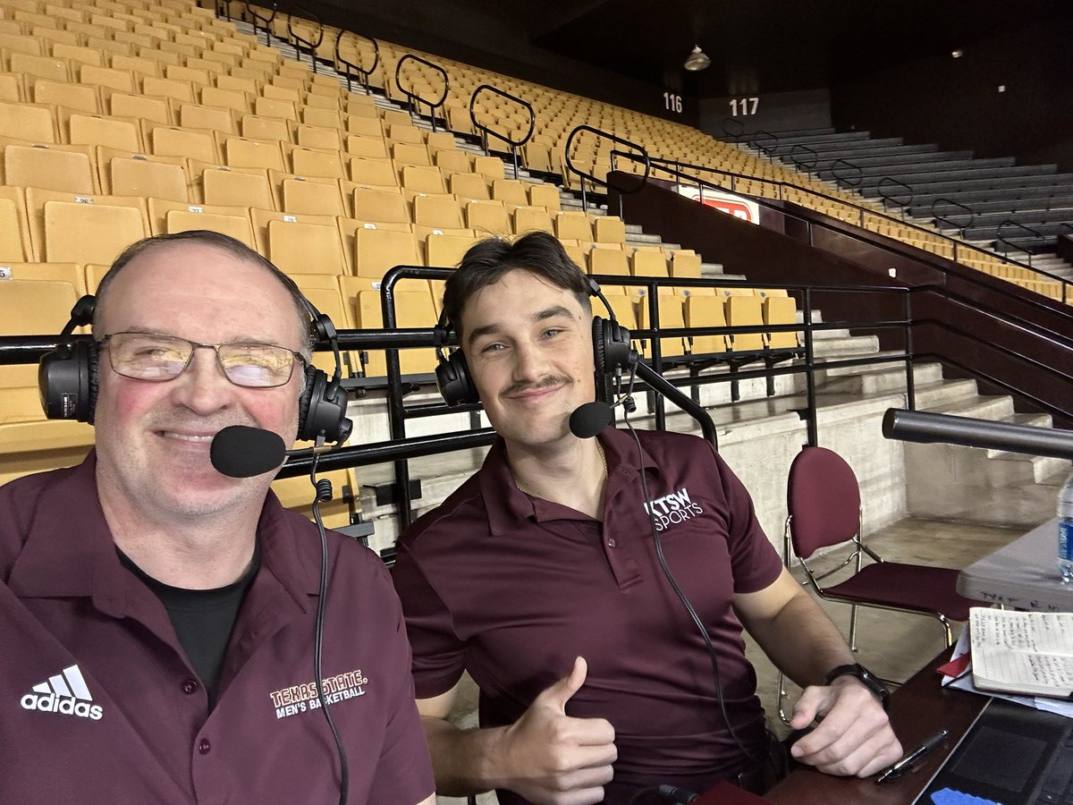 CShieldsRadio's tweet photo. Tip about 20 mins out between Texas State and Southern Miss on the Texas State Sports Network. David Castaneda alongside today! https://t.co/l0qxpNJbwb