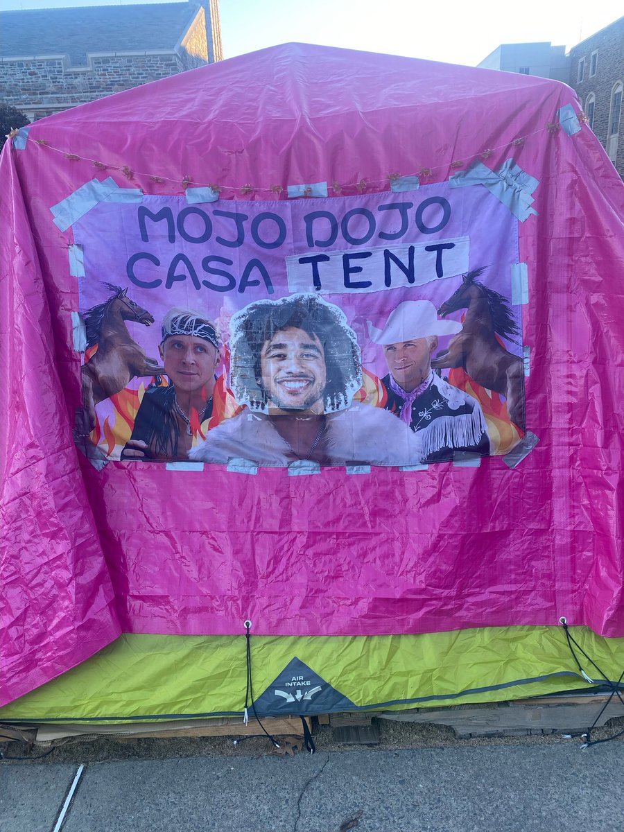 chorye's tweet photo. Someone please give these students tickets to the @BlueDevils/@UNC_Basketball game.

 🏀⛺️#MojoDojoCasaTent https://t.co/gkx78eSIG8
