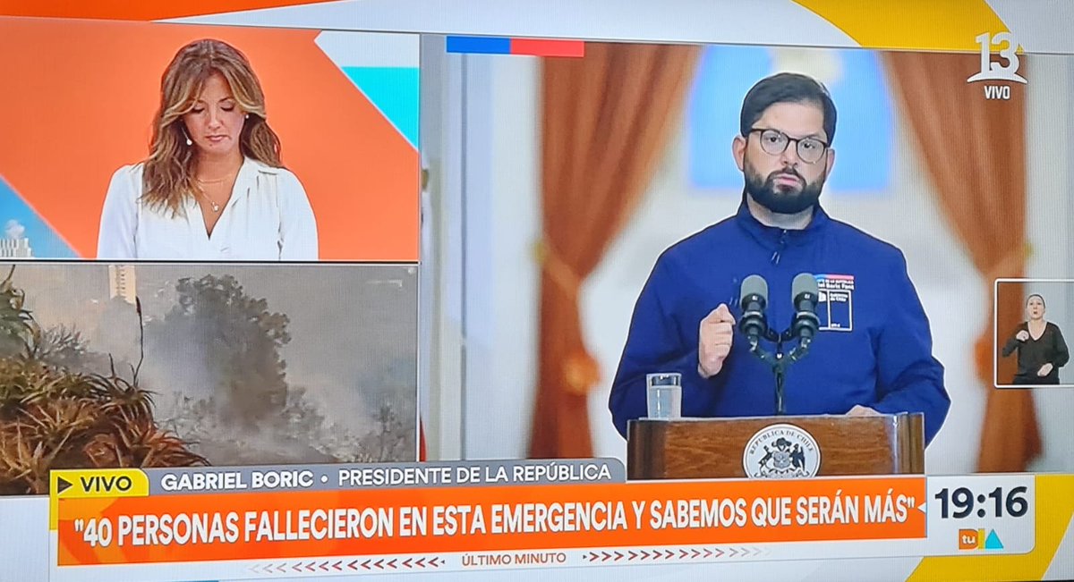 ⚠️ Gabriel Boric informa que hay 40 muertos confirmados por el servicio médico legal, por incendios intencionales en Chile... y que esta cifra irá en aumento. 

Esto es notable abandono de deberes, falta de servicio del estado. #AcusaciónConstitucional