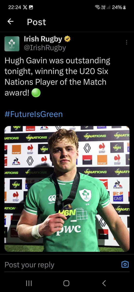 amslevin's tweet photo. @connachtrugby @IrishRugby 👏👏👏👏👏👏 https://t.co/0kHdwQ5uTP