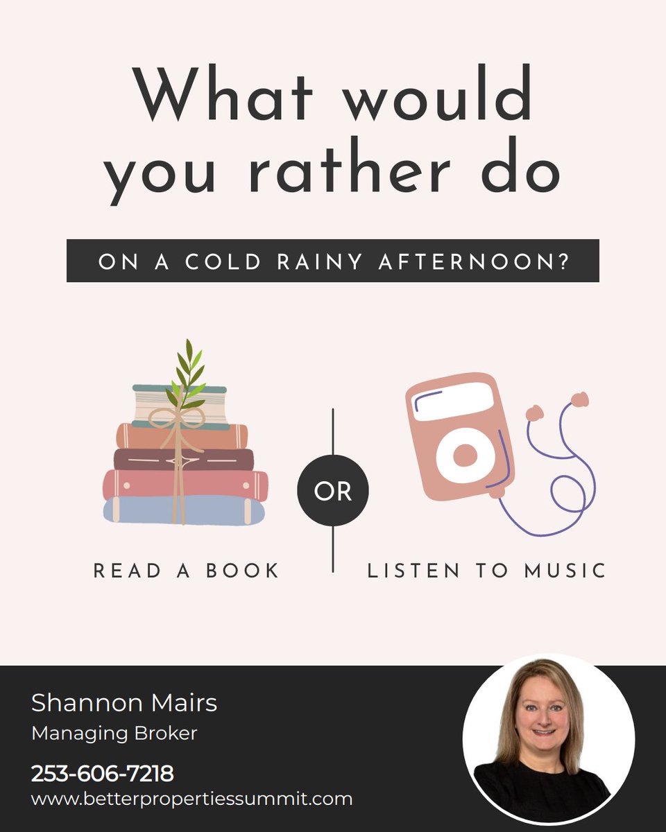 You're stuck inside on a rainy day and you only have these 2 choices! What are you doing? #rainyday #rainydayplaylist #books #booknerd #reading #playlist #library #chooseone #question #thisothat