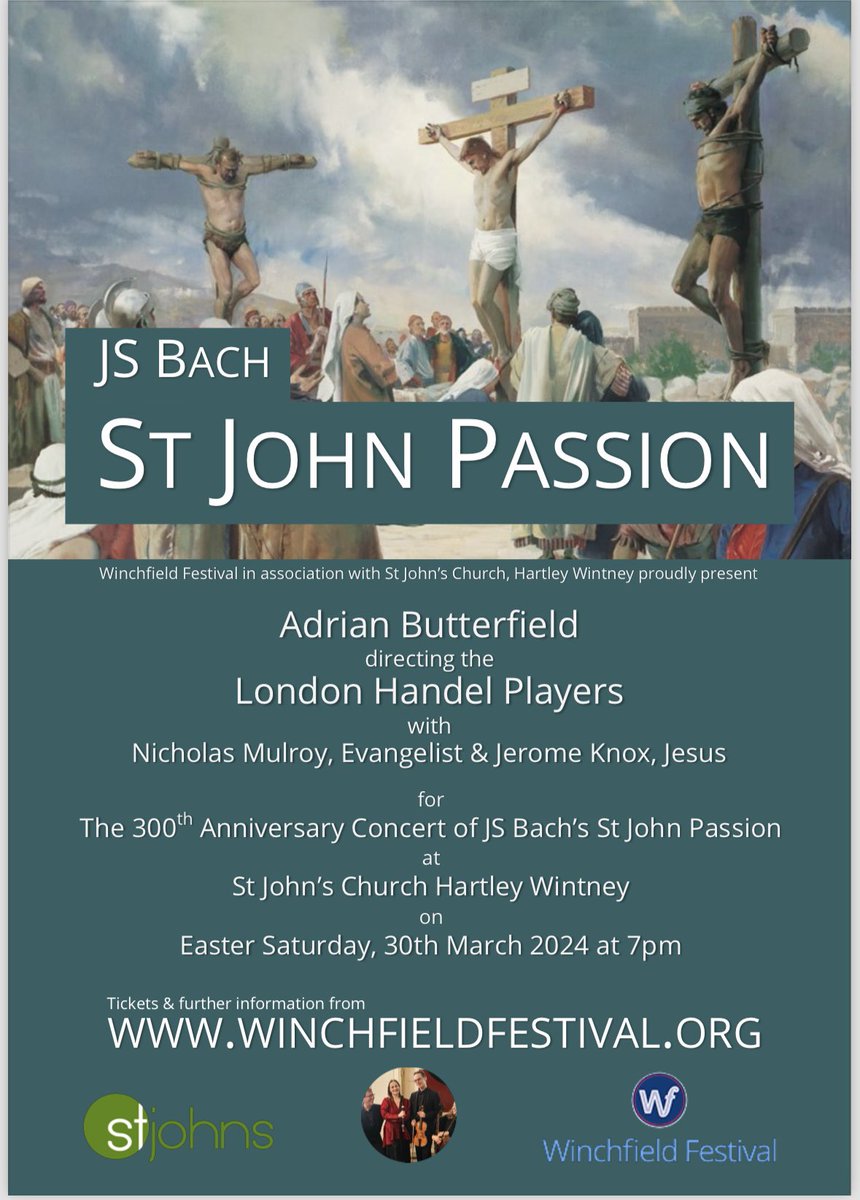 Winchfield Festival are delighted to be welcoming Adrian Butterfield and The London Handel Players on Saturday 30th March. Head to the website now to secure your tickets. #jsbach🎶 #stjohnspassion #easter #booknow‼️