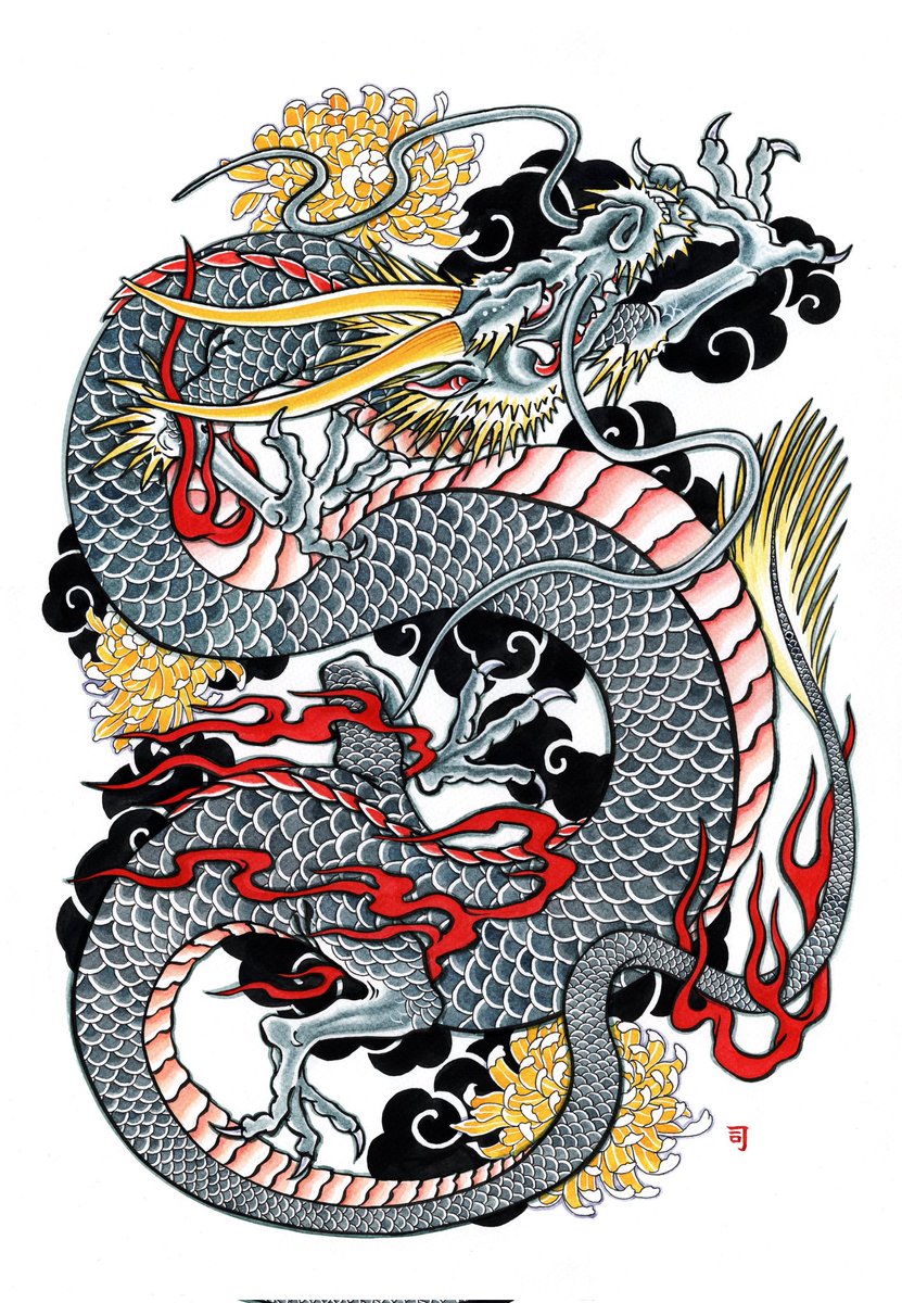 dragon eastern dragon no humans white background traditional media scales simple background  illustration images
