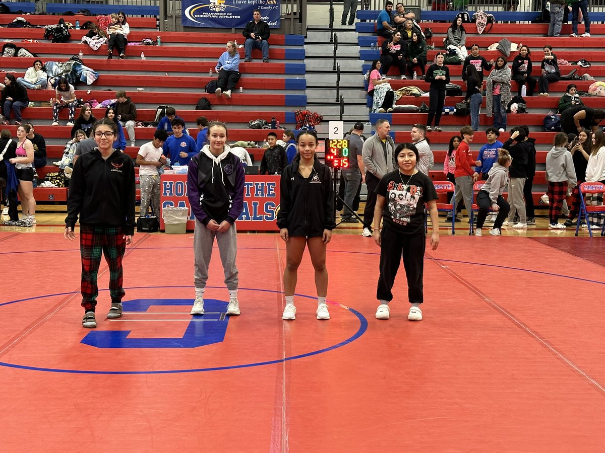AHSGirlsWrestle's tweet photo. Four girls qualified for A-1 Districts in Aurora  out of the tough 3a Sub-Districts in Crete!
100 Aubrie Beed
120 Natalie Bisbee
135 Emily Bohlman
145 Briana Onnen https://t.co/G2rua7i1Mg