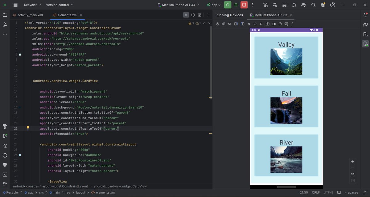 Not_Akshaya's tweet photo. 🎉 Day 50 of #100DaysOfCode:🚀 Mastered RecyclerView in Android dev, built a basic app, and embraced the debugging challenge. 💡 Here's to the next 50 days of coding adventures! 🌟💻 #CodeNewbie #AndroidDev #CodeJourney #MilestoneReached
🚀 GitHub: https://t.co/bSNTwaiLxh https://t.co/auateEBTrY