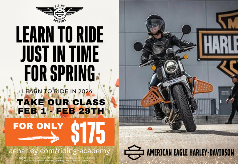 AEHD_KickAss's tweet photo. LEARN TO RIDE JUST IN TIME FOR SPRING! 🏍️ We have Weekday and Weekend Classes Available, Sign up ONLINE (https://t.co/QGLxvEcfQ8) or in the Dealership Tomorrow!! 🏍️ 🇺🇸 🦅
Learn To Ride: https://t.co/KFbpd1OnDY
#aeharley #harleydavidson #learntoride #ridingacademy #webuildriders https://t.co/6BMDsMG5U9
