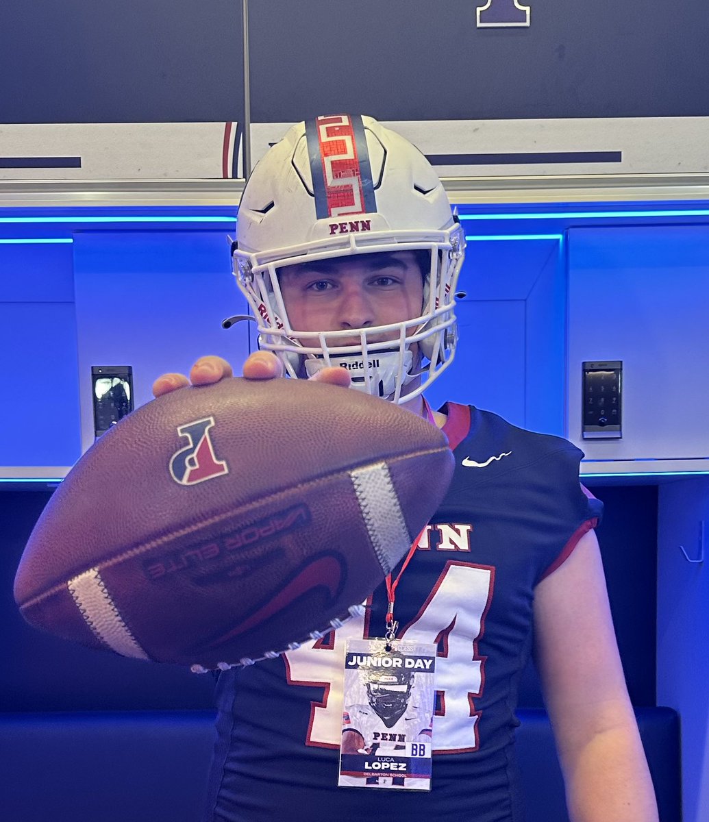 lucalopez36's tweet photo. I had a great time today at the UPenn junior day. Thank you @CoachBobBenson for the invite. Can’t wait to get back on campus. @CoachPriore @PennFB @CoachDupont @Greg_Chimera @Coach_Leo24 @KinslerLatish @Coach_Fallon @BrianJBowers5 @_Coach_Chi @rjcobbs https://t.co/iLjYQGSw84