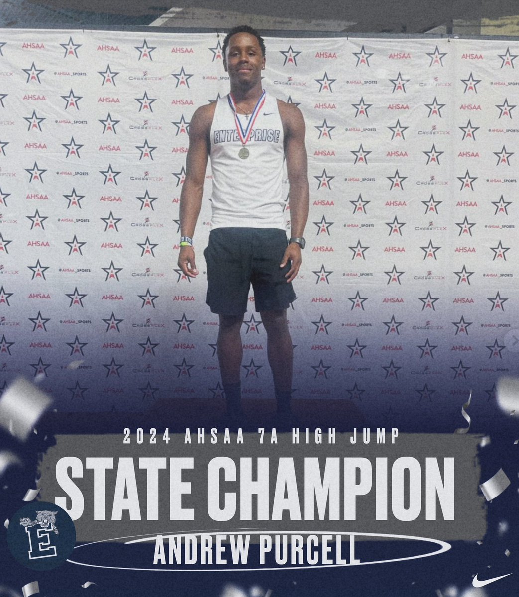 Congratulations to Andrew Purcell on winning the 2024 AHSAA 7A High Jump State Championship! | #GoCats | #StateChampion