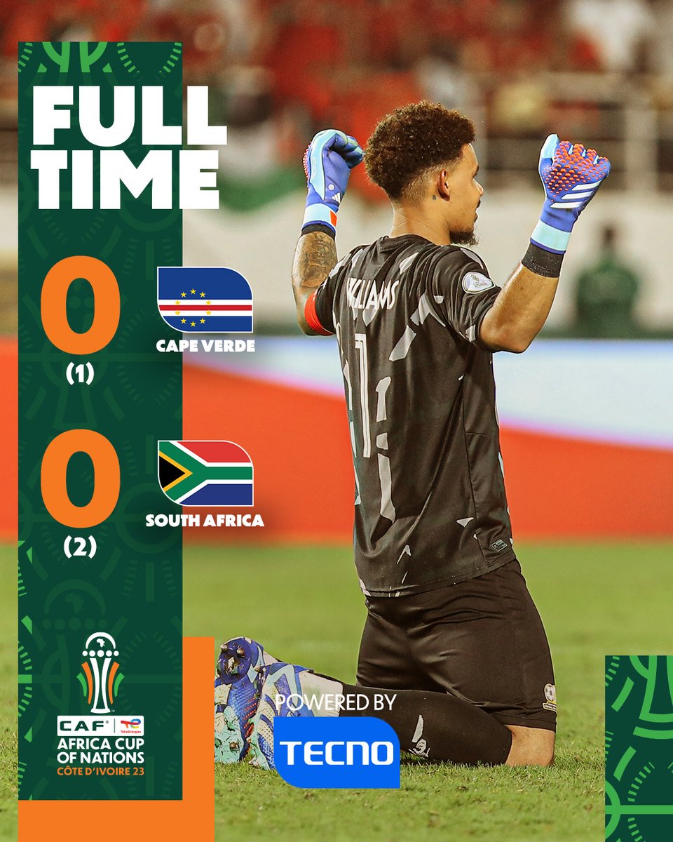 ⌚ FULL-TIME! 

South Africa grab the win after penalties! 🔥

#TotalEnergiesAFCON2023 | #CPVRSA