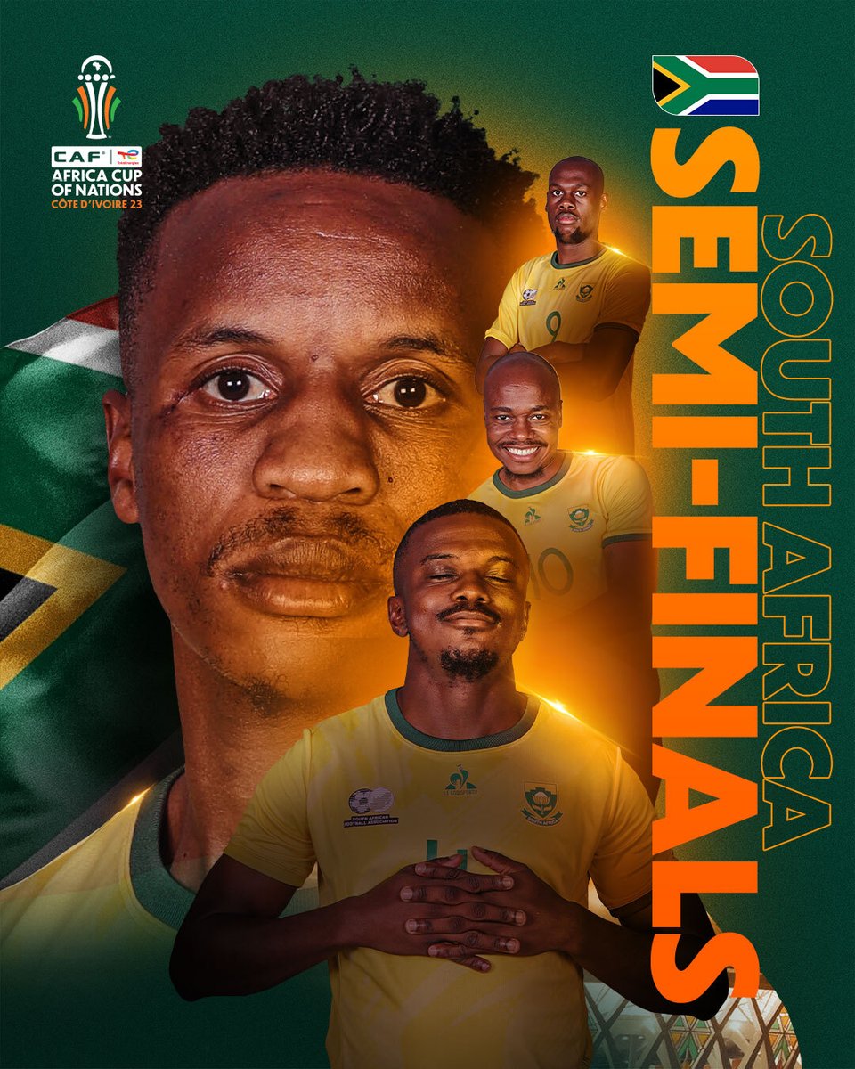 𝐐𝐔𝐀𝐋𝐈𝐅𝐈𝐄𝐃! ✅ 🇿🇦 Bafana Bafana continue their journey to the semi-finals! 🏃 #TotalEnergiesAFCON2023