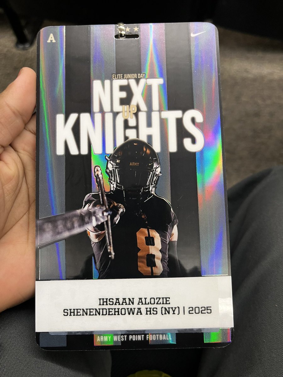 After an amazing junior day and tour, I am honored to receive an offer to <a href="/ArmyWP_Football/">Army Football</a>!! Thank you to <a href="/CoachJeffMonken/">Jeff Monken</a> all of the staff for this amazing opportunity! Excited to be back in spring! #GoArmy <a href="/CoachJohnLoose/">John Loose</a> <a href="/DELROYYY/">Delroy Nichols</a> <a href="/goblackknights/">#GoBlackKnights</a> <a href="/CoachTyAesch/">Ty Aeschbacher</a> <a href="/CoachBClawson/">Coach Brian Clawson</a>