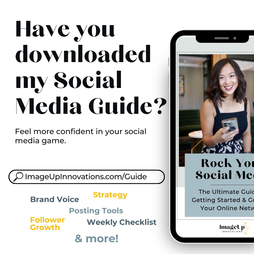 Creating content for and managing social media can be complex, but it doesn’t have to be hard!

I made this guide to help you feel more confident in your social media game. 📱 May you feel more equipped to tell your story. Download for free: imageupinnovations.com/guide