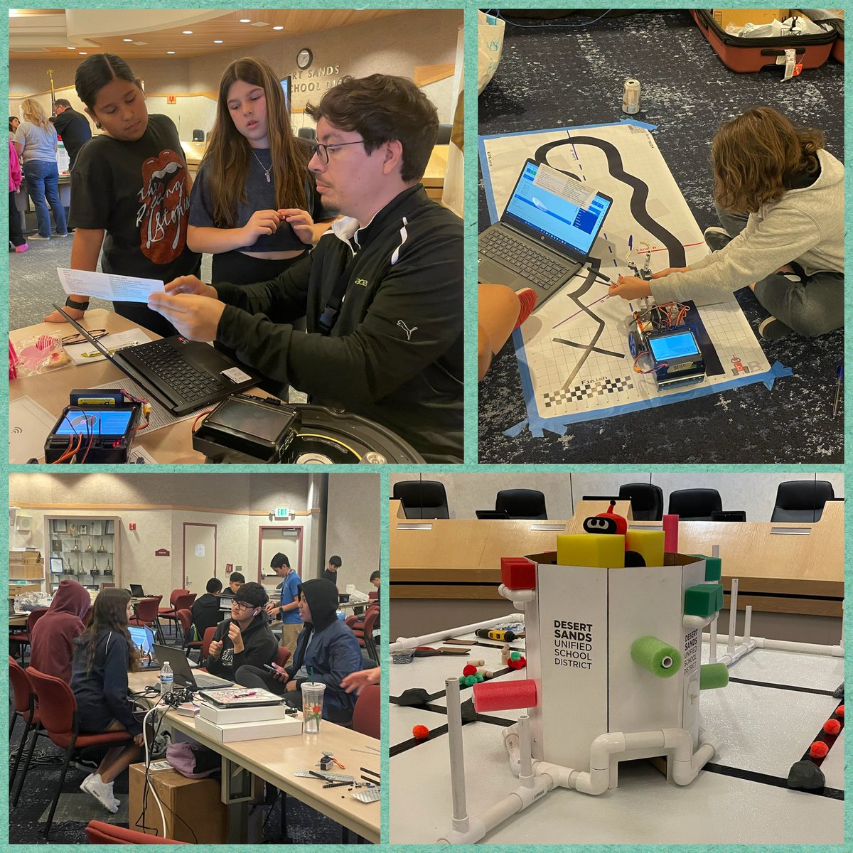 A great day and a half of robotics! @DesertSandsUSD Botball Teams are preparing for the regional competition in May! #DSUSDTechSquadron @BotballRobotics