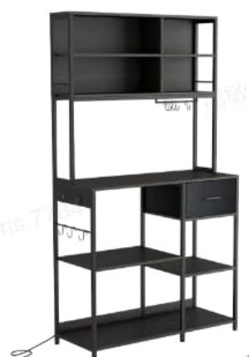 I just received VASAGLE Kökshylla med uttag, stående hylla, mikrovågsugnshylla med justerbara hyllor, tyglåda, 12 krokar, för mikrovågsugn, hylla för kök, antracitgrå-bläck svart KKS028B23 - A from artreeys via Throne. Thank you! throne.com/artreeys #Wishlist #Throne