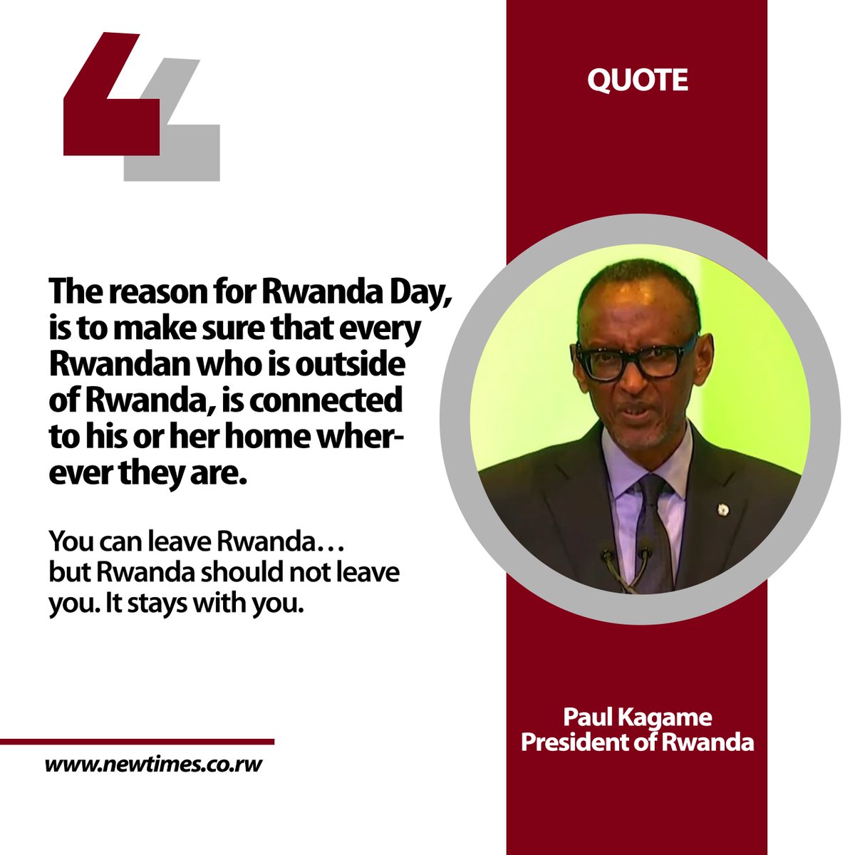 NewTimesRwanda's tweet photo. President #Kagame: The reason for Rwanda Day, is to
make sure that every Rwandan who is outside of Rwanda is connected to his or her home wherever they are. https://t.co/ZHDHDUPLyN