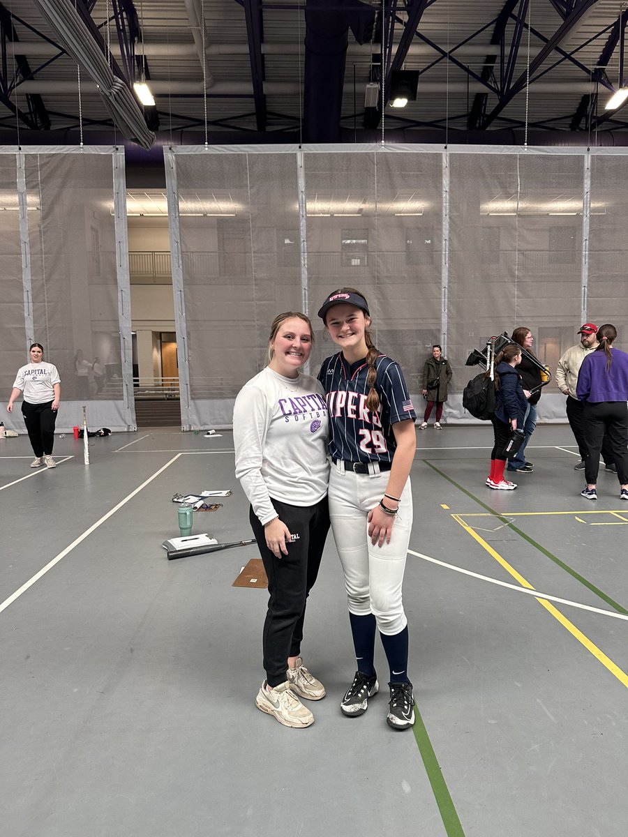 Thank you @annakirk47 @mollytroutman15 Coach McCrady, Coach Pope and the rest of the @CapUSoftball staff for a great camp! I was excited to see many of my current and former teammates, and some old friends aswell 💜🤍 #CapSB #CapitalUniversity