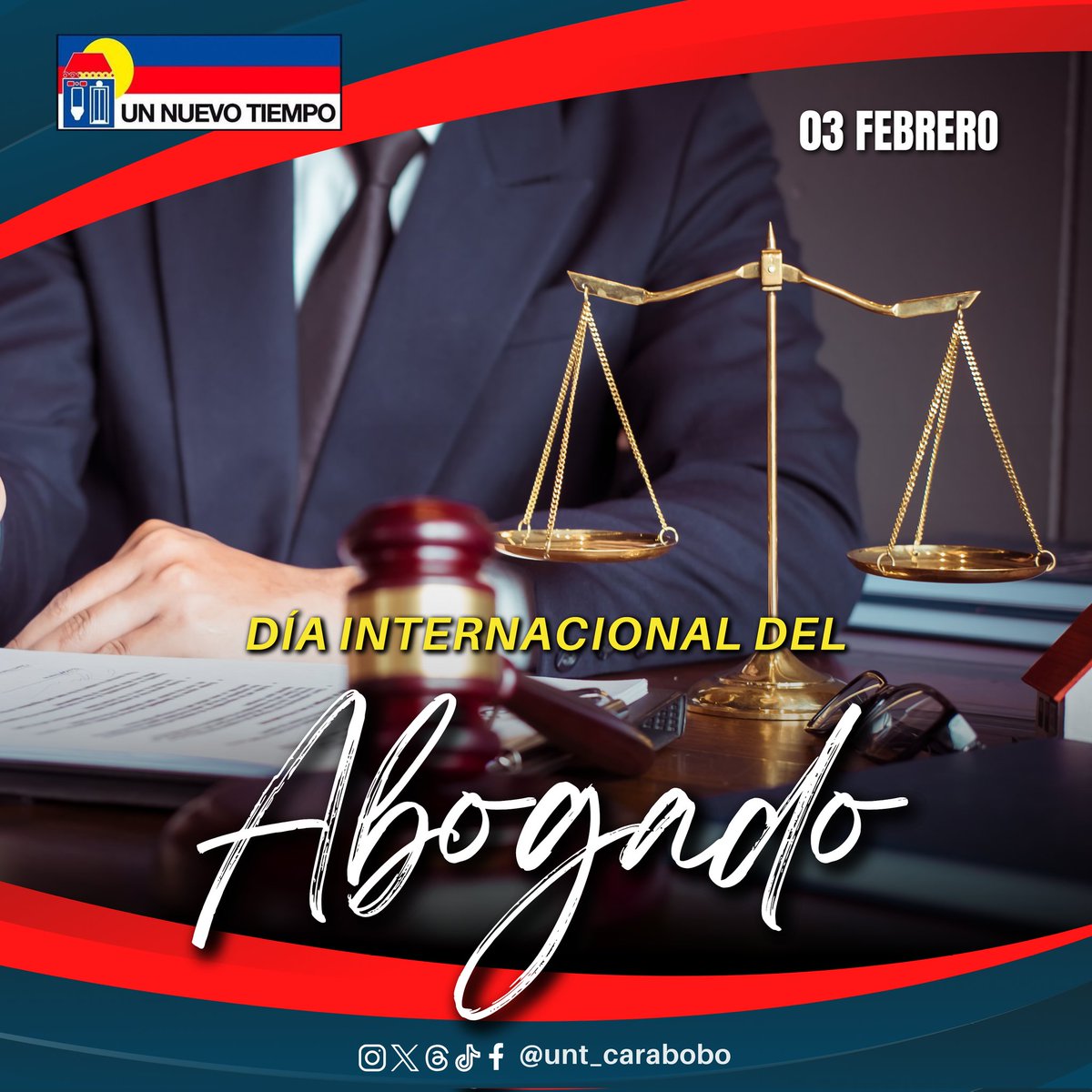 unt_carabobo's tweet photo. #03Feb24 | Desde Un Nuevo Tiempo Carabobo felicitamos a todos los abogados ⚖️📙
¡Feliz Día Internacional del Abogado!
#UNTesEsperanzaYUnidad https://t.co/9S9FXAnPQm