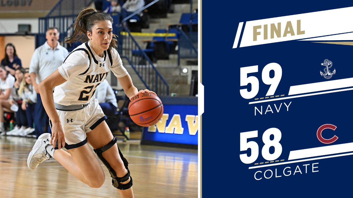 <a href="/espn/">ESPN</a> @PatriotLeagueTV Navy seals the come-from-behind victory 59-58 over Colgate. The Mids' defense was dominant with 19 forced turnovers and a 16-1 points off turnovers margin.

Zanai Barnett-Gay (17 pts), Toni Papahronis (15 pts) and Kyah Smith (13 pts) all finished with double-digits on Saturday.