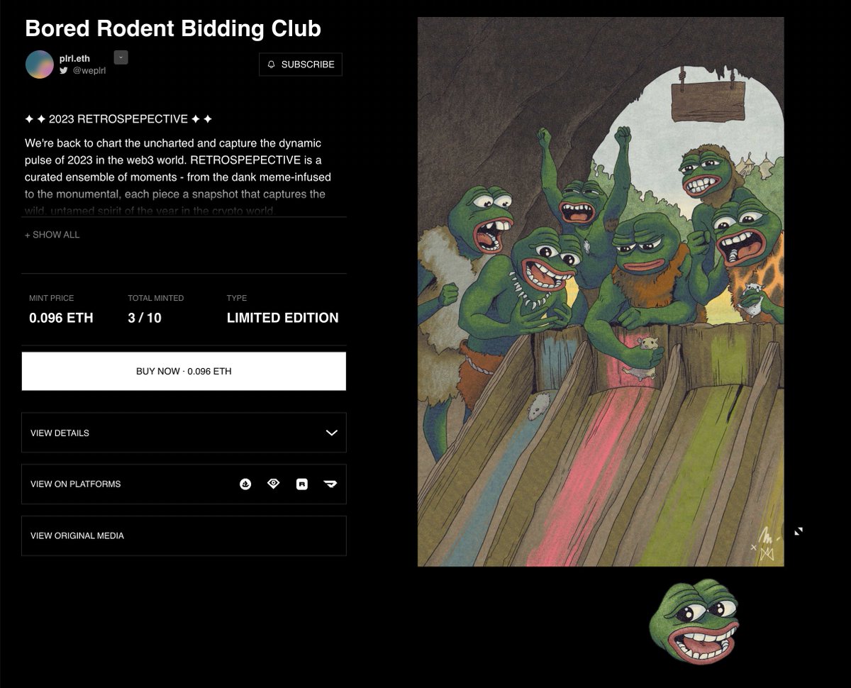 Anton Marrast (@a_marrast) on Twitter photo There are now 3 absolute legends now owning an edition of "Bored Rodent Bidding Club" with mermelada.eth joining @0x_Hammer and <a href="/IfCircus/">If I Ran The Circus</a> earlier today.
IYKYK 🫡🐸 There are now 3 absolute legends now owning an edition of "Bored Rodent Bidding Club" with mermelada.eth joining @0x_Hammer and <a href="/IfCircus/">If I Ran The Circus</a> earlier today.
IYKYK 🫡🐸