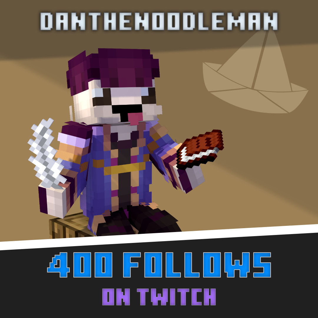 Congratulations to <a href="/danthenoodleman/">DanTheNoodleMan - twitch.tv/danthenoodleman</a> for smashing 400 follows on Twitch!! 🎉🎉

Are you following Dan?
twitch.tv/danthenoodleman