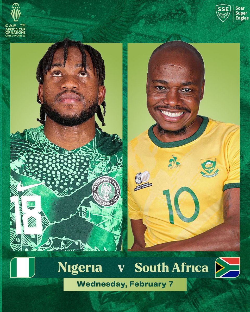 soccerOclock's tweet photo. Nigeria ⚔️ South Africa. This time not bout amapiano but football.#SuperEagles 
#SouthAfrica 
#AFCON2024 https://t.co/q2jEGLX8cn