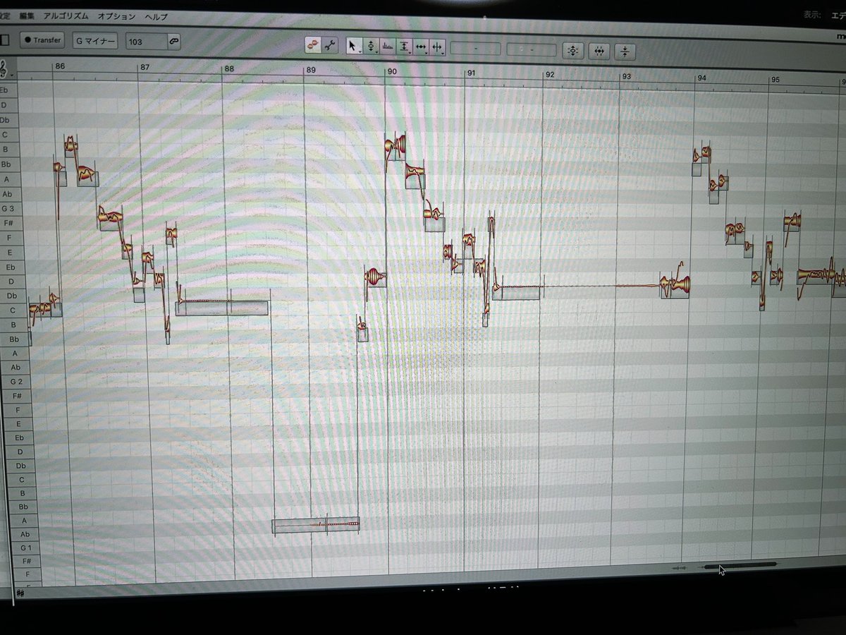 Reunion_sound's tweet photo. 歌下手すぎby P
と、言われたMORIMA
editで挽回しようとしている（そう言う問題では無いw）
#DTM
#メロダイン https://t.co/wsmsihyKIz