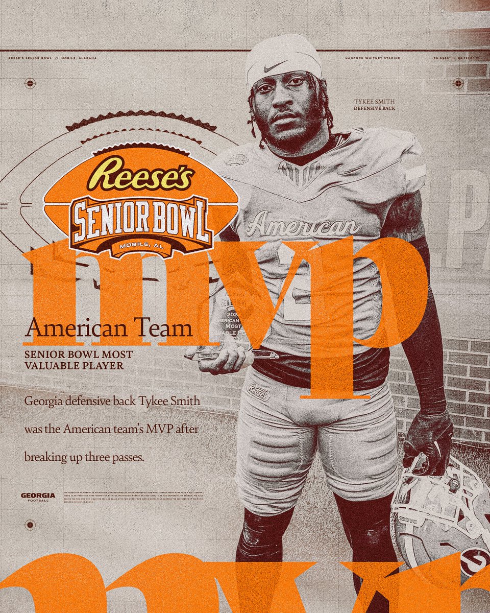 𝐚𝐦𝐞𝐫𝐢𝐜𝐚𝐧 𝐭𝐞𝐚𝐦 𝐦𝐯𝐩 // <a href="/TykSmith/">Tykee Smith</a> 

📈📈📈 <a href="/seniorbowl/">Panini Senior Bowl</a>

#GoDawgs | #TheDraftStartsInMOBILE