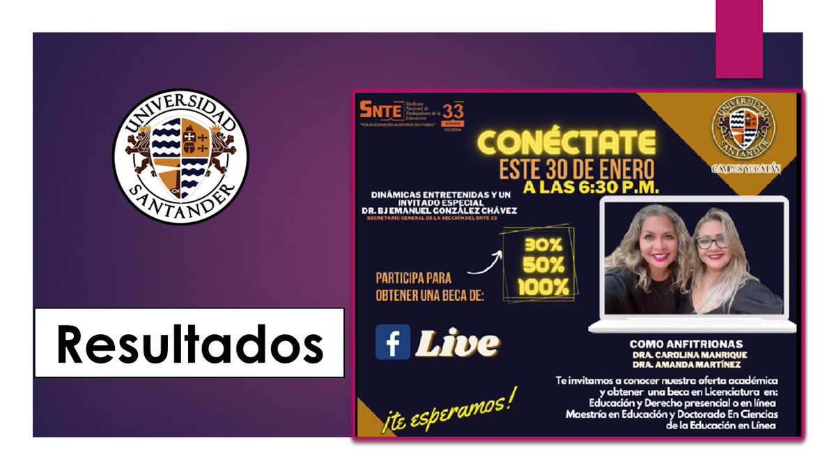 UniSanYuc's tweet photo. 🎉 ¡Felicidades a los ganadores de las becas durante nuestro Facebook Live! 🌟🎓 Por favor, comuníquense con la Universidad Santander para iniciar el proceso de inscripción. ¡Esperamos darles la bienvenida pronto! 🚀📝 #Beca100UNISANT 🎊🎉 https://t.co/F53tdqf0mH