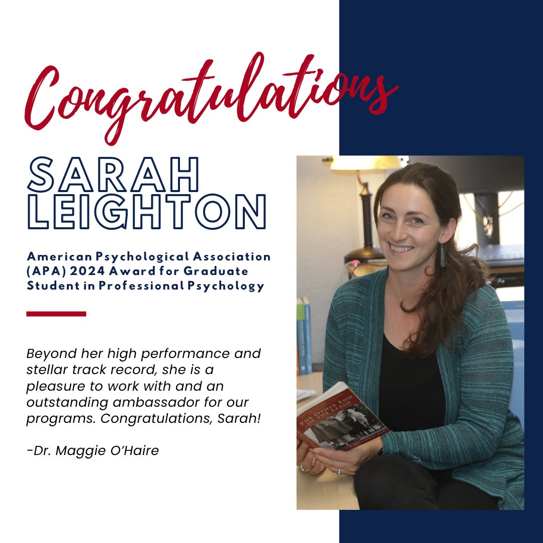 Congrats to Sarah Leighton on winning the 2024 APA Award for Graduate Student in Professional Psychology! Her work with the <a href="/OHAIRElab/">ohairelab</a> contributes to essential research, and we're excited to see her continued impact! #researchmatters <a href="/UAZScience/">Arizona College of Science</a>