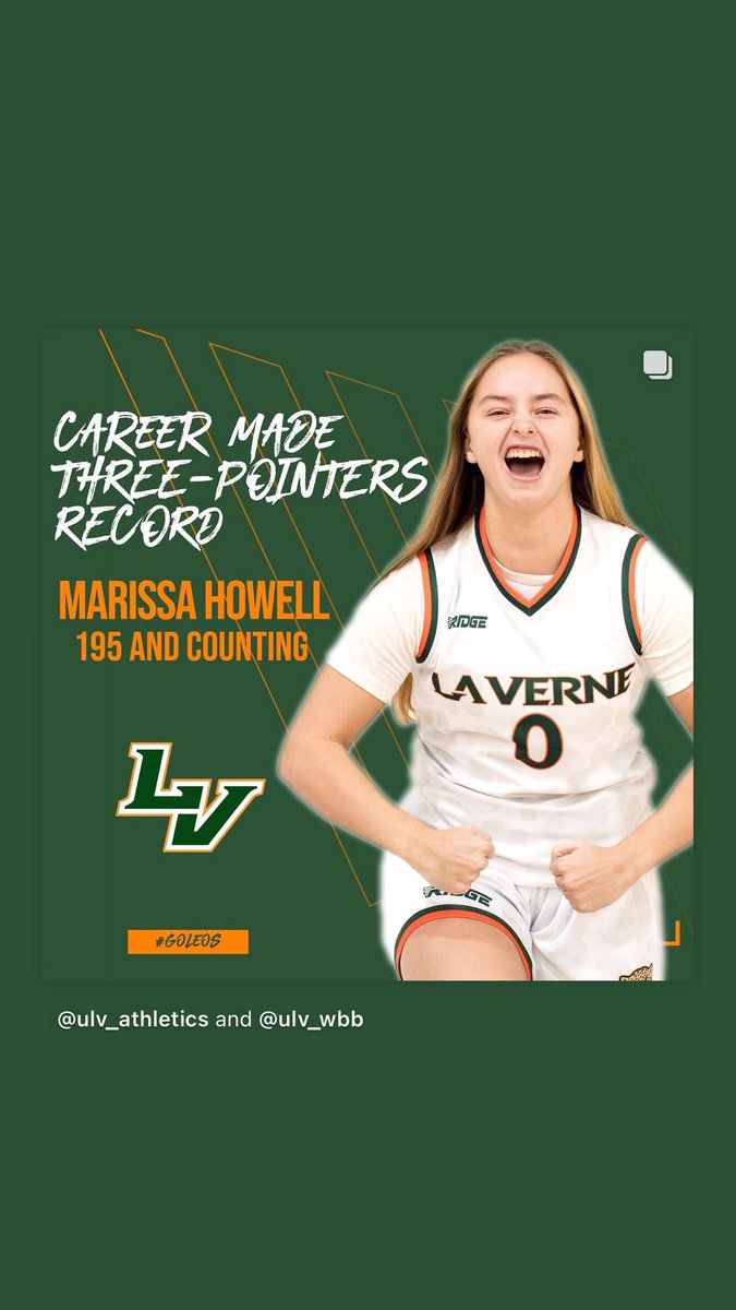 stevewhowell's tweet photo. Marissa Howell, @troopwestbb  and @ValenciaGirlsBB alum breaks 3 pt career record @ULVLeopardsWBB 

@MattyK31 @pollonpreps https://t.co/kyEDUWmSwE