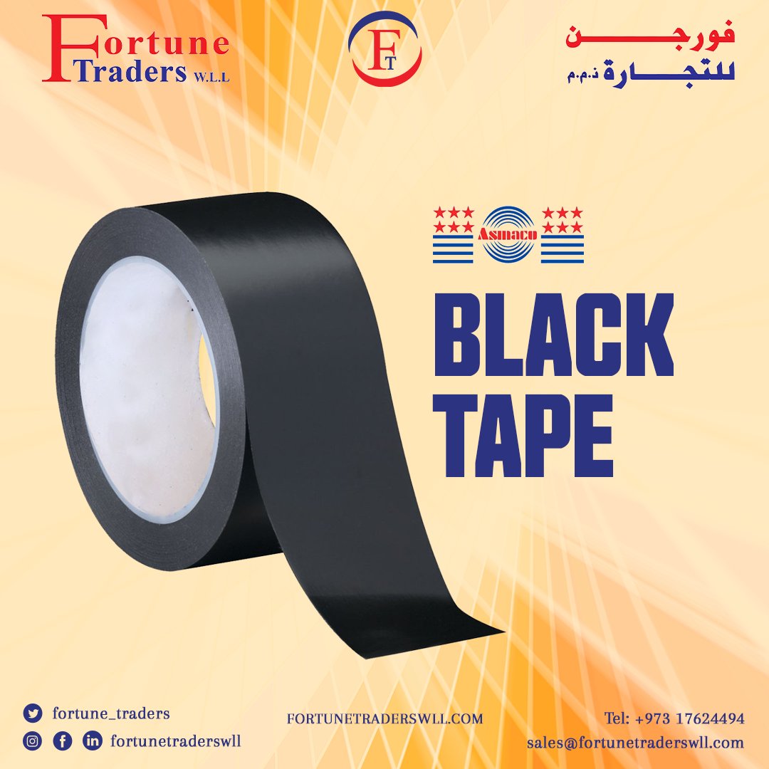 fortune_traders's tweet photo. ๐๐ฅ๐๐๐ค ๐๐๐ฉ๐โข Black Tape is typically made from a flexible and durable material, such as vinyl or cloth, coated with a layer of adhesive on one side.๐๐ฎ๐น๐น: +973 17624494,16624494 ๐ ๐ฎ๐ถ๐น: Sales@fortunetraderswll.com #blacktape #tapes #electricaltapes https://t.co/K9W3nDumcG