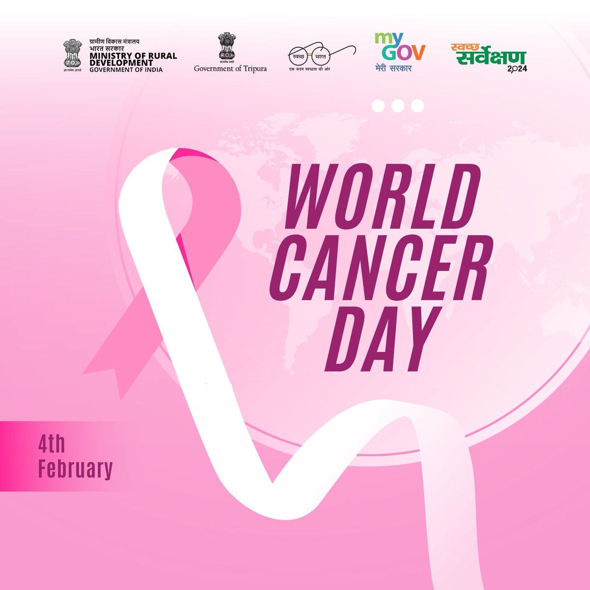 SwachhTripura's tweet photo. 🎗️ Together We Can, Together We Will! On World Cancer Day, let's stand united against cancer, raise awareness, and inspire hope for a future free from this disease. 💪🌍 #WorldCancerDay #UnityAgainstCancer"
@DrManikSaha2 @JKSinhaIAS @MoRD_GoI https://t.co/N5aCslj2jM