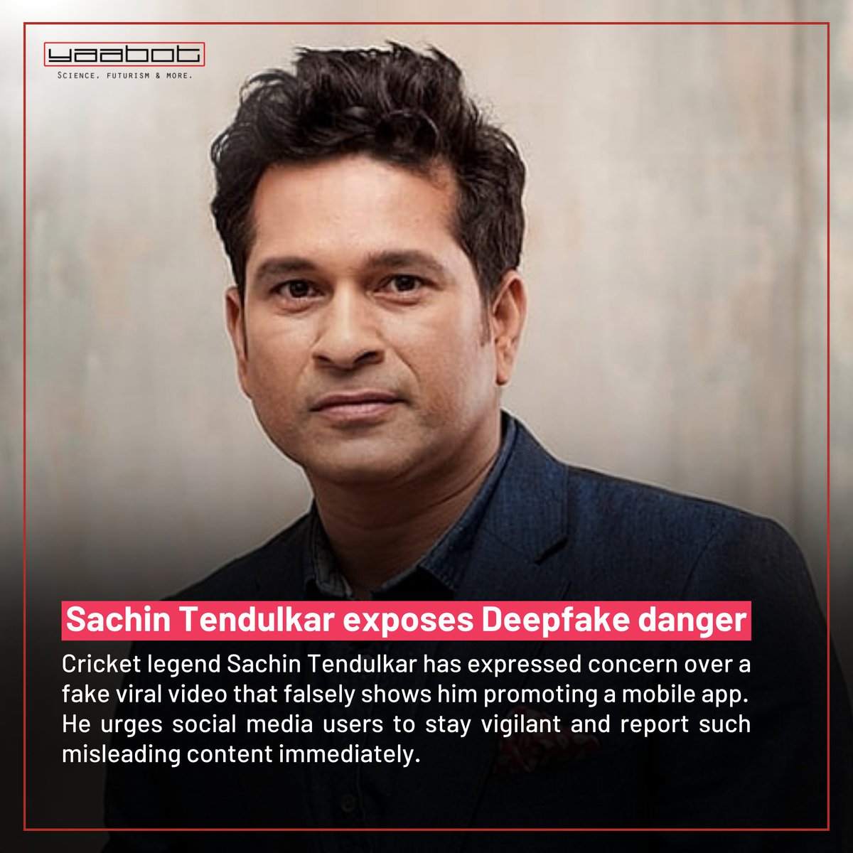 yaabot's tweet photo. Sachin's not selling apps! Deepfake alert!
Sachin Tendulkar expressed concern over a viral deepfake video falsely depicting him promoting an app. He urges social media platforms to take swift action against such misleading content.
#DeepfakeDeception #FakeVideoFiasco @sachin_rt https://t.co/V1bb4ZAXph