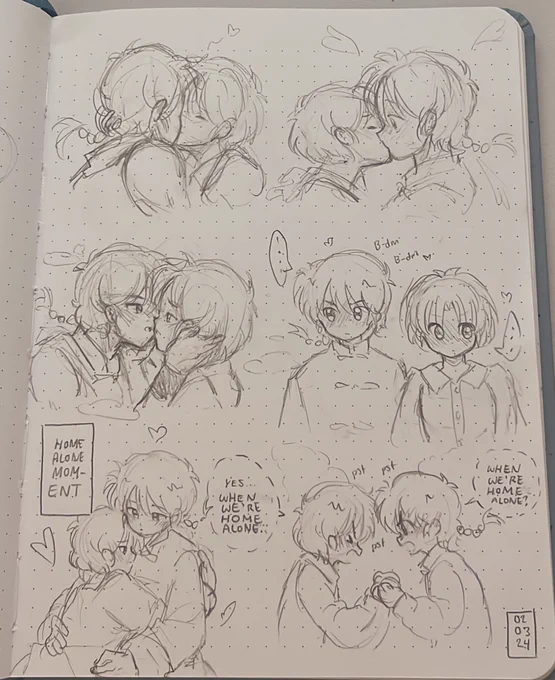 i tried to practice drawing them kissing lol (i might draw it digitally)

#らんま #ranma 