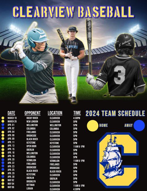 2024 Clearview Clippers Baseball Schedule