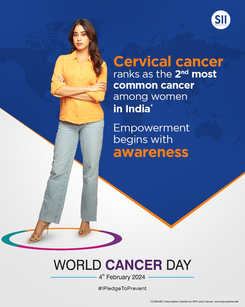 SerumInstIndia's tweet photo. Uniting against cancer as we mark World Cancer Day. Together, let us strive to create a healthier tomorrow!

#SerumInstituteOfInstitute #SII #WorldCancerDay #IPledgeToPrevent #CervicalCancer https://t.co/pdtSOsh6xv