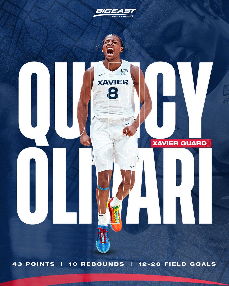 43 POINTS 🤯

<a href="/quincyolivari/">Quincy Olivari</a> | <a href="/XavierMBB/">Xavier Basketball</a>