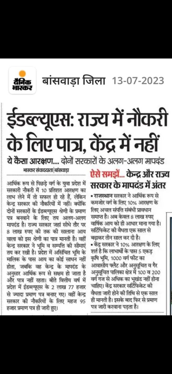 OnkarSinghRat92's tweet photo. सरकार की भेदभावपूर्ण व्यवस्था के कारण सामान्य वर्ग के बच्चों का भविष्य खराब हो रहा है इस पर संज्ञान लेवे नहीं तो अबकी बार सत्ता परिवर्तन ही अंतिम विकल्प है।
@narendramodi @JPNadda
@Rajendra4BJP @cpjoshiBJP
@rajnathsingh @gssjodhpur
#JusticeForEWS
#EWS_Rajasthan_model_at_centre#JusticeForEWS