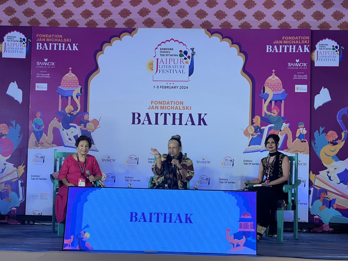 HarperCollinsIN's tweet photo. .@ATehsin, author of #TheWitchInThePeepulTree, talks to #RobinGupta, #SarasManickam and @Vivekisms about the inspiration and the quest of the written word.

@jaipurlitfest #jaipurliteraturefestival #jaipurliteraturefestival2024 #jaipurlitfest #HarperCollinsAtJLF https://t.co/RTC4VPI3t7