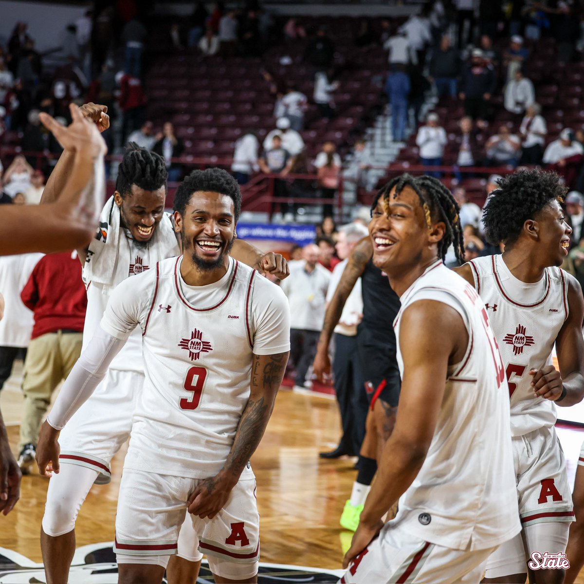 NMStateMBB's tweet photo. That winning feeling😤

#AggieUp https://t.co/8hS2XzsuwW