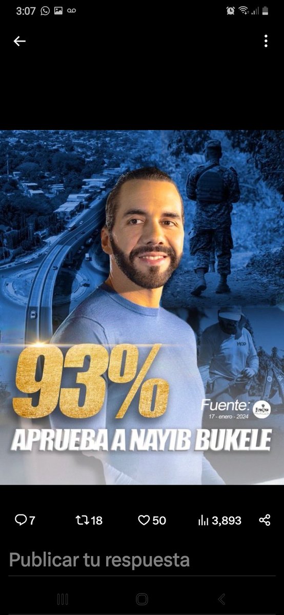 No hay oposición dentro o fuera del país que pueda contra el apoyo de un pueblo #NayibBukele2024