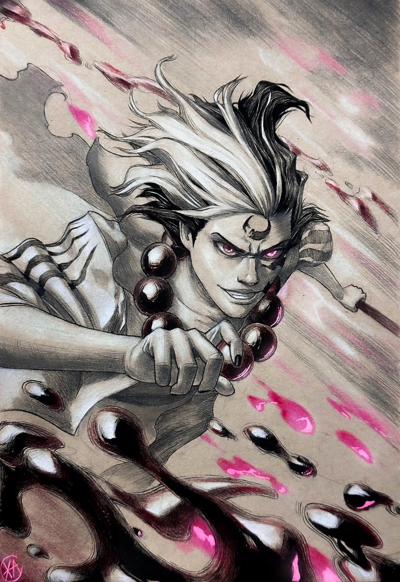 Maithagor's tweet photo. After a bit of a break, here’s the first two artworks of 2024, both original character concepts. Did both of them on toned paper with a mix of ink, color pencils and graphite. #darkart #drawingart #conceptart #AnimeArt #illusrtationartist https://t.co/KJgdmYfcyG