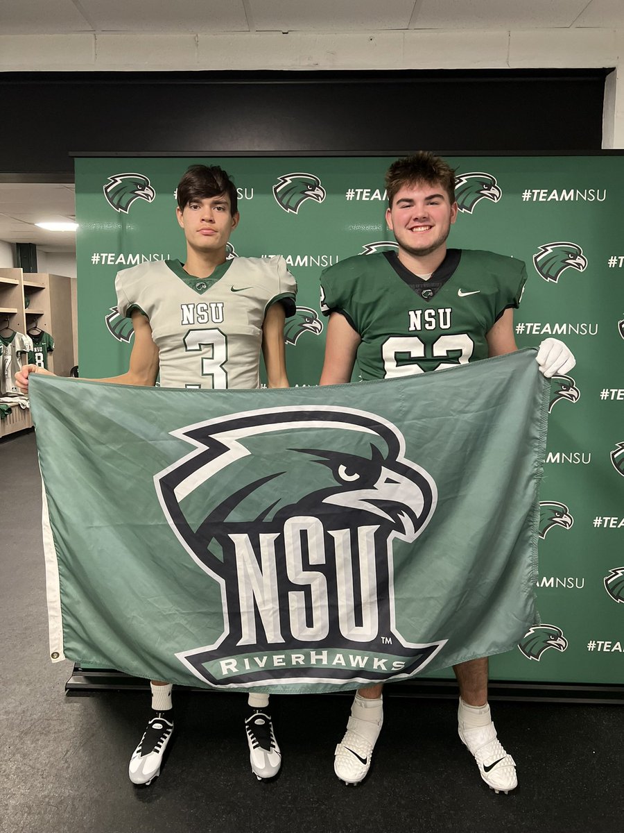 I had an amazing visit at @NSU_Football! Thank you to @CoachSuth74 and @CoachChev6 for having me out!! #GoRiverhawks 🟢⚪️

@Trent_T_2024