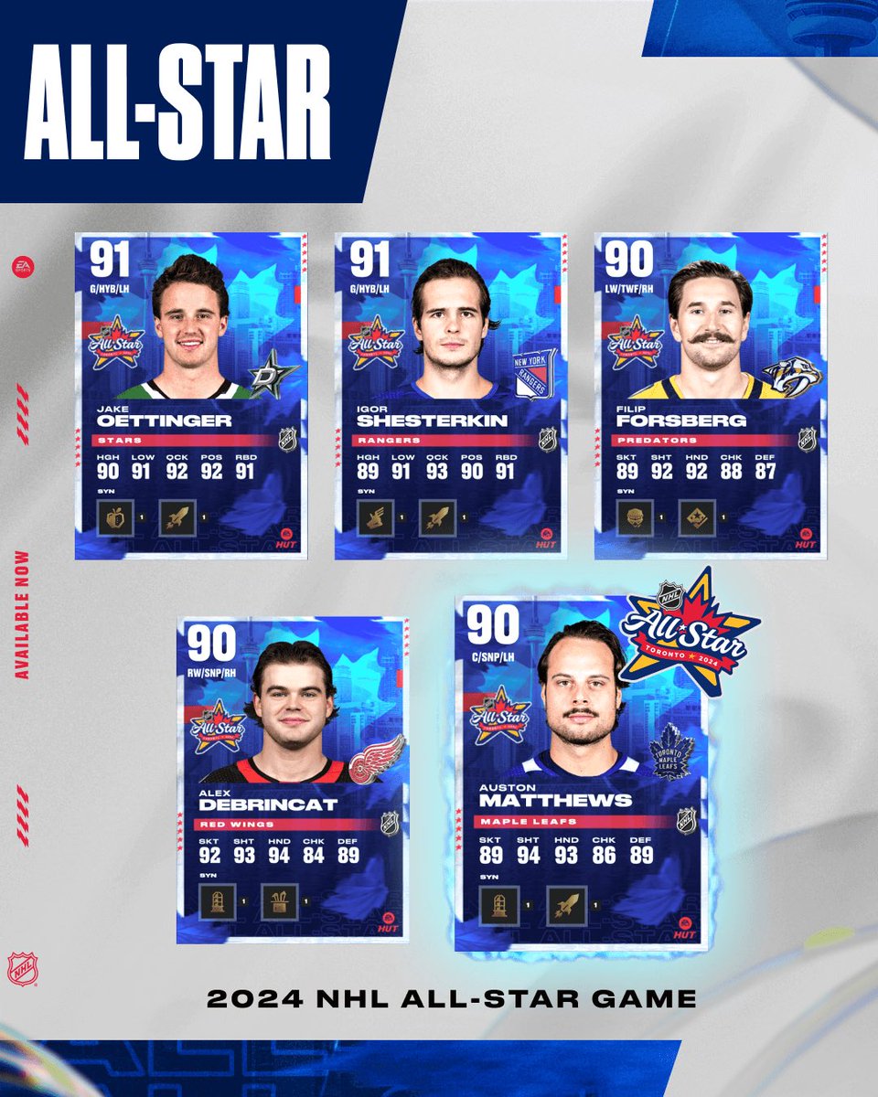 EASPORTSNHL's tweet photo. #NHL24 All-Star Upgrades are now LIVE 🔴 https://t.co/z3PI183YmX