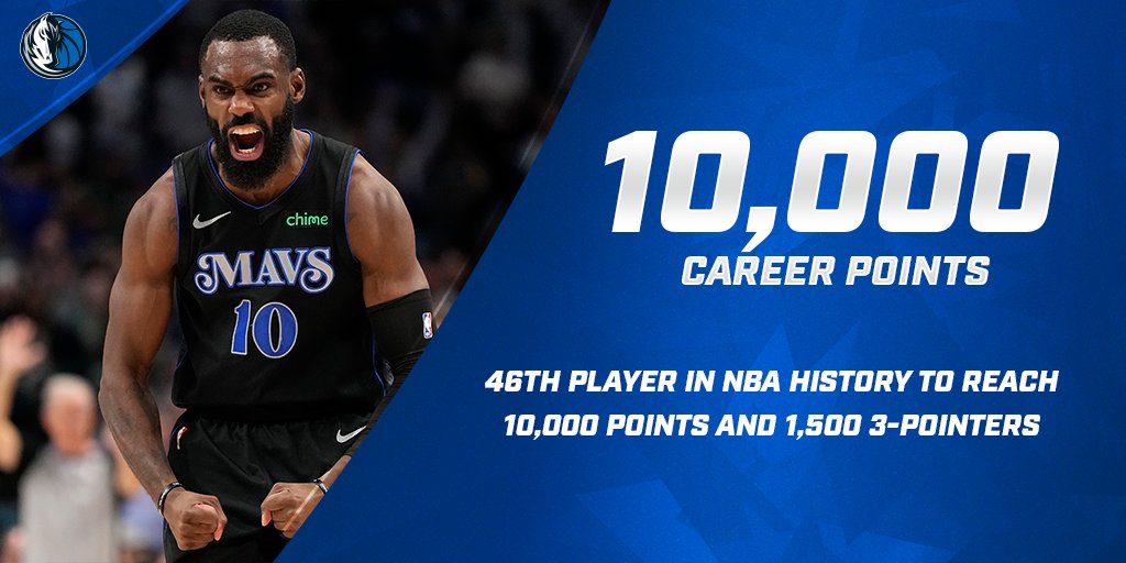 MavsPR's tweet photo. With a 3-pointer at the 7:11 mark of the first quarter against the Bucks tonight, Tim Hardaway Jr. recorded his eighth point, eclipsing 10,000 career points (10,001). https://t.co/Ee7gNUBSpd
