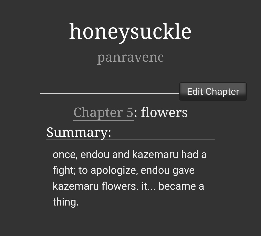 panravenc's tweet photo. honeysuckle, v · drabbles · fluff
円風 · #enkaze
#イナズマイレブ · #inazumaeleven
#enkazeweek; day five: flowers. | once, endou and kazemaru had a fight; to apologize, endou gave kazemaru flowers. it... became a thing.
https://t.co/QgySh19AX9 https://t.co/ttWHhGZwDs