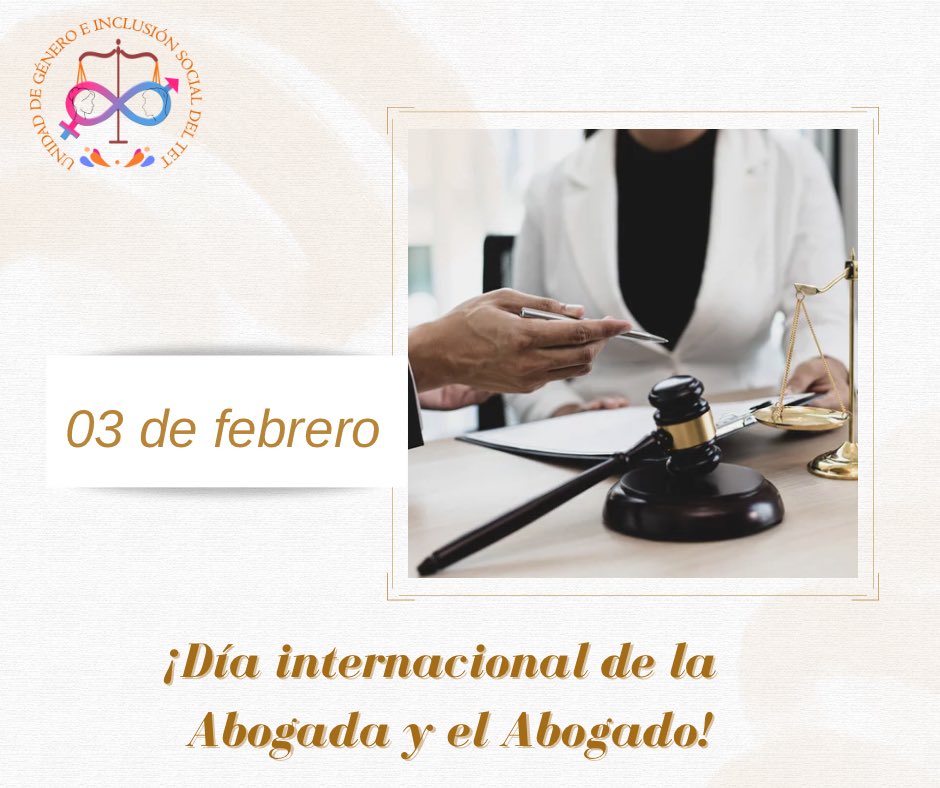UnidadTet's tweet photo. 🗓️ 3 de febrero 

En este día, celebremos la noble labor de quienes defienden la justicia y los derechos. Su compromiso con la ley es fundamental para el equilibrio y la protección de nuestra sociedad.

 ¡Gracias por su contribución invaluable al sistema legal! https://t.co/uAuIu1X5Rr