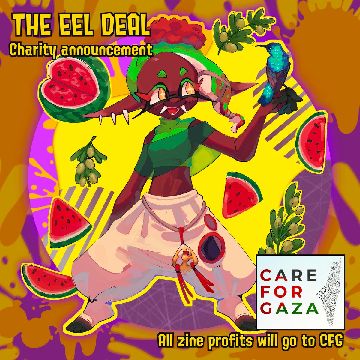 💛Charity Announcement 💛
The Eel Deal Zine has voted to donate all zine profits to @/careforgaza! 

Please look forward to preordering our zine this spring!