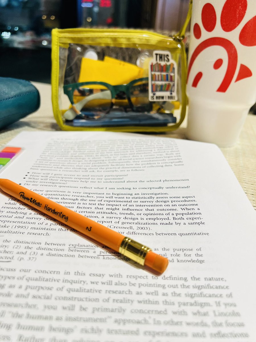 Chick-Fil-A on a Saturday night. 

Another reading down. One more and I’m caught up for the semester. Had a very sad death in the family two weeks ago and have been doubling up in order to catch up. 💔❤️

#qualitative #researchmethods 
#gradschool