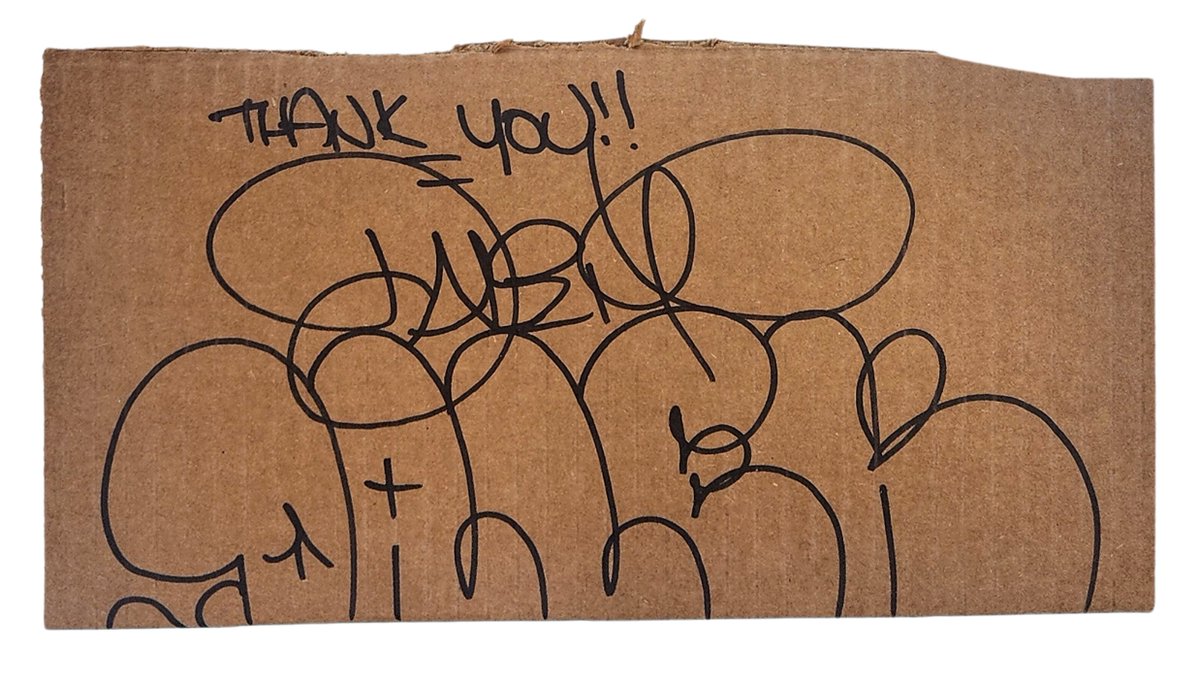 Thank You!! Original Marker Tag Drawing by Dalek- James Marshall> sprayedpaint.com/products/thank… 

#art #graffiti #streetart #2023 #Black #Brown &amp; Tan #Cardboard #Dalek James Marshall #Drawing #Drawing Original Artwork #Fine Art Paper #Graffiti #Markers &amp; Permanent Markers #No Sale #...